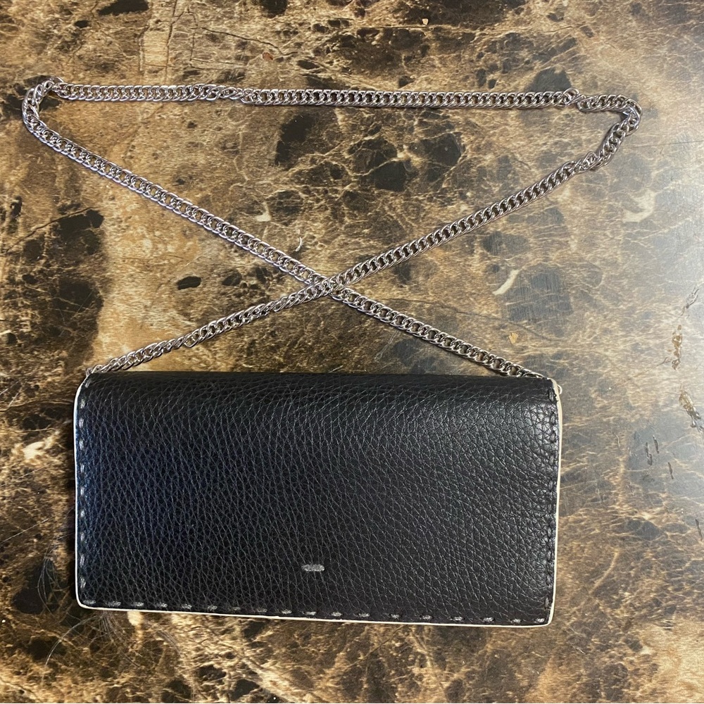 Authentic vintage Fendi black wallet with detachable chain strap designer purse